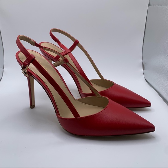 NWB Michael Kors Women's Veronica Sling Pumps size 8M Red leather slingback 2357 - Picture 5 of 13